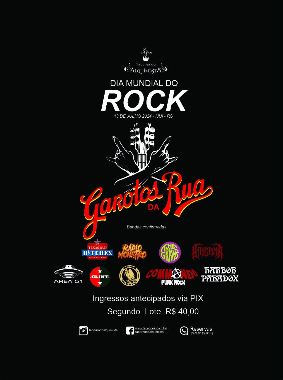 Super festa em comemoração ao dia do Rock, na Taberna do Alquimista