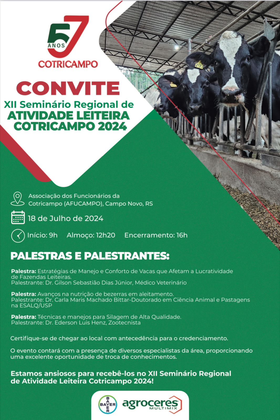 Cotricampo promoverá nesta quinta-feira o 12º Seminário Regional de Atividade Leiteira