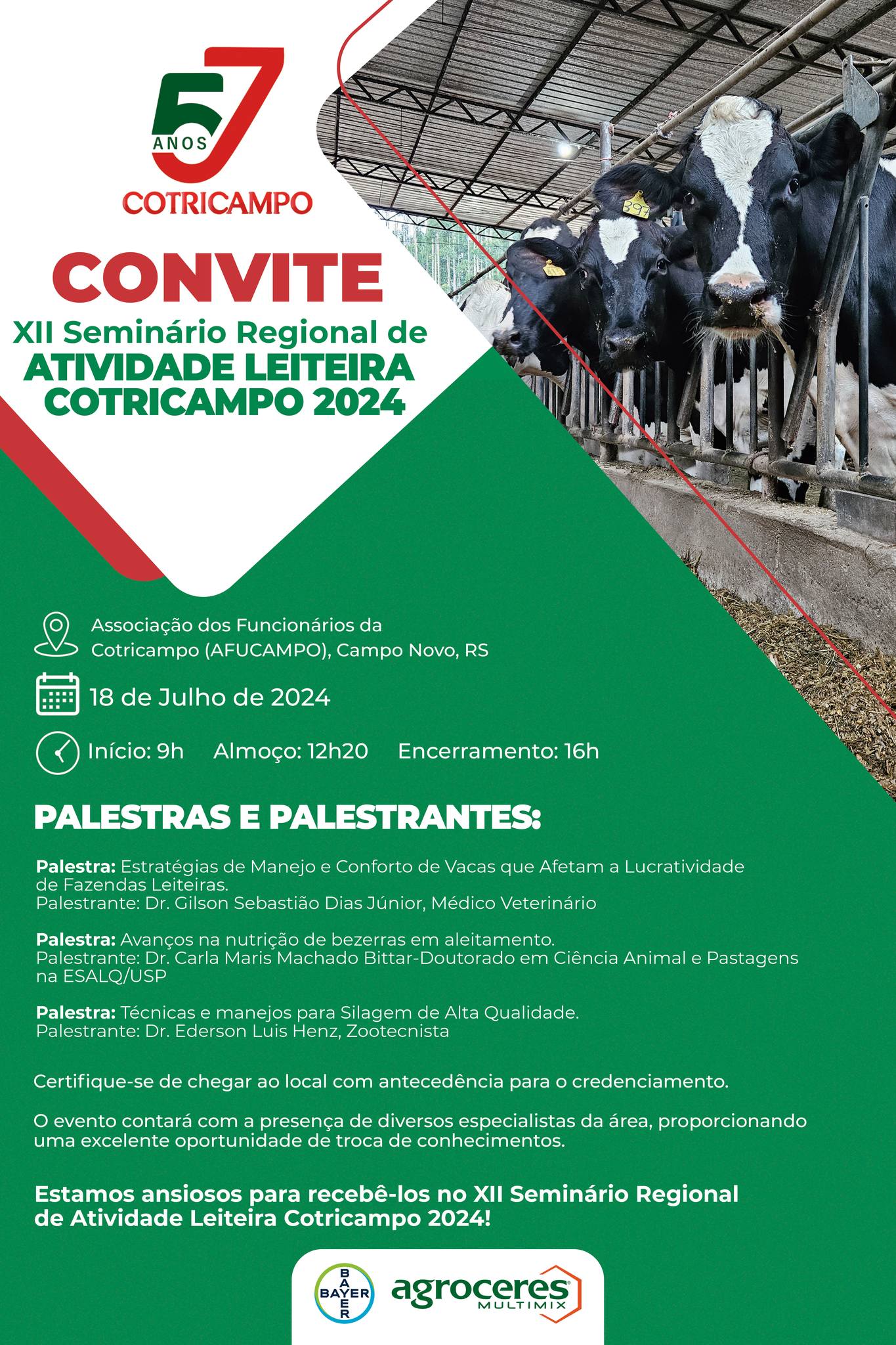 Cotricampo promoverá seminário regional de atividade leiteira no dia 18 de julho